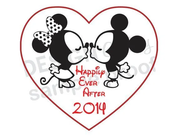 Kissing Mickey Mouse & Minnie Mouse "Happily Ever After 2014" DIY Pri…