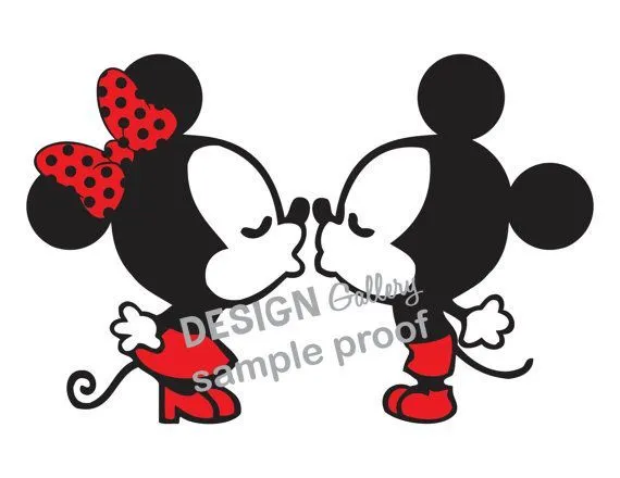 Kissing Mickey Mouse & Minnie Mouse DIY Printable Iron On Transfer In…
