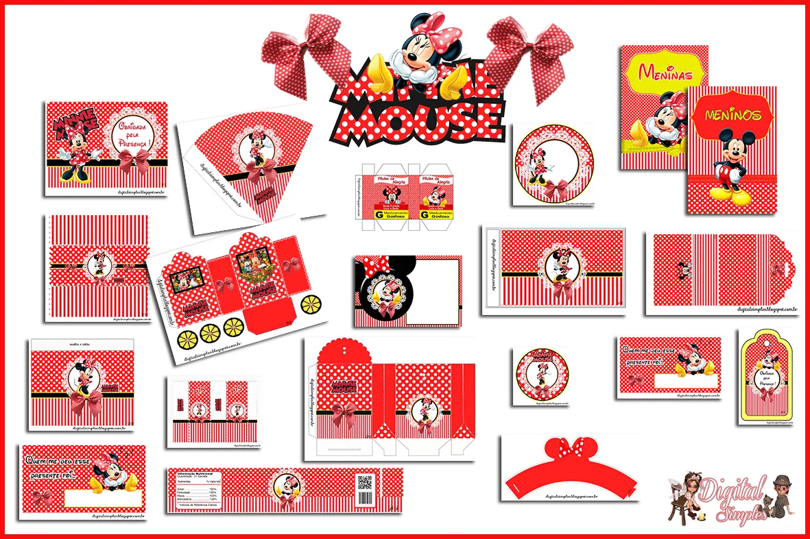 Kit Aniversário Personalizados Tema "Minnie Vermelha" para ...
