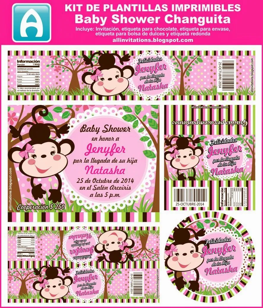 Kit Baby Shower Changuita | All Invitations Kit Baby Shower Changuita | All Invitations