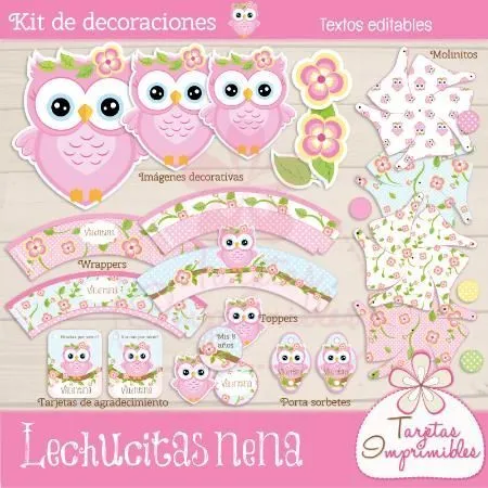 Kit de decoraciones para cumpleaños de niñas para imprimir ...