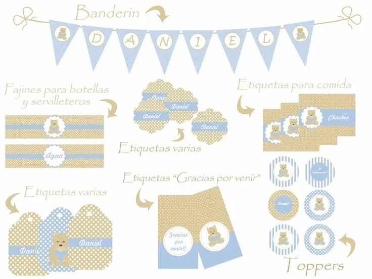 Kit Para decorar Baby Shower, Nacimiento o Bautizo. NIÑO | Bautizo ...