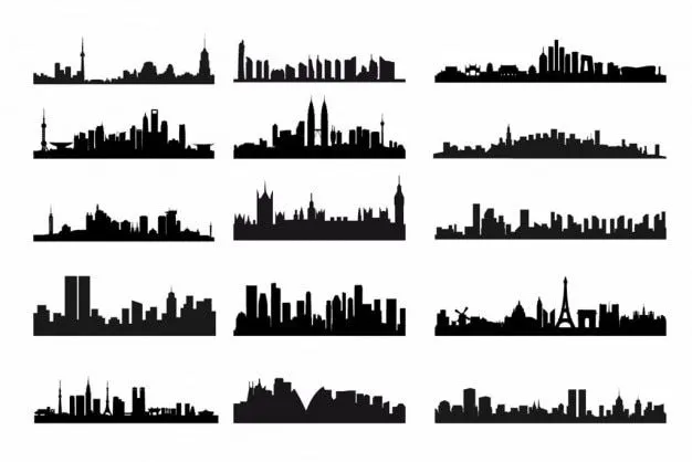 Kit horizonte de la ciudad siluetas vector | Descargar Vectores gratis