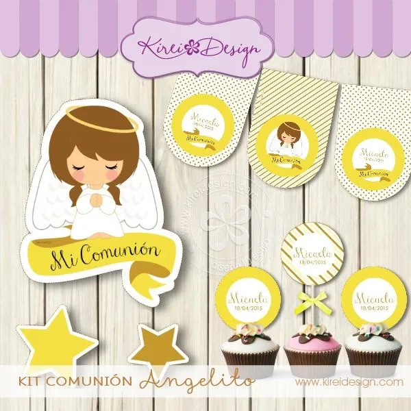 Kit imprimible comunión Mod. Angelito | KireiDesign Kit imprimible comunión Mod. Angelito | KireiDesign