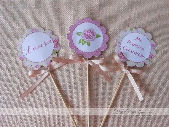 Kit imprimible Primera Comunión niña Shabby chic-My por DulceFiesta