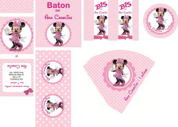 Kit imprimible gratis Minnie rosa - Imagui