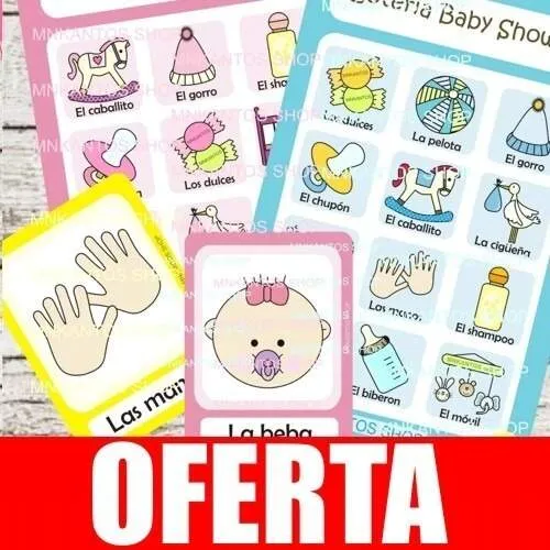 Kit Juegos Lotería Baby Shower Imprimible. ¡Hermoso!