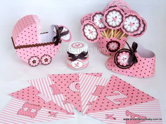 KIT MARROM E ROSA CHÁ DE BEBÊ | Encantarium Baby | Elo7 KIT MARROM E ROSA CHÁ DE BEBÊ | Encantarium Baby | Elo7