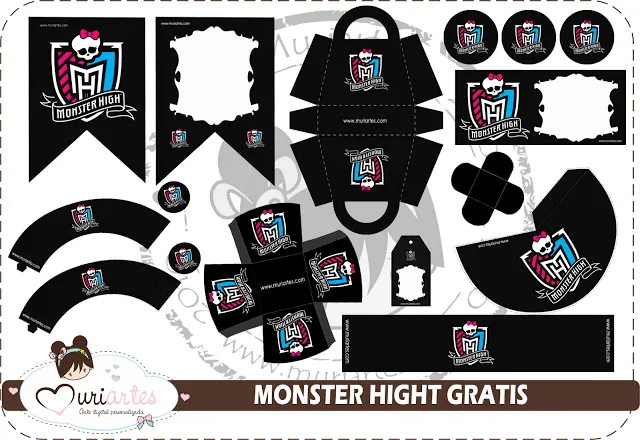 Kit de Monster High en Negro para Imprimir Gratis. | Ideas y ... Kit de Monster High en Negro para Imprimir Gratis. | Ideas y ...