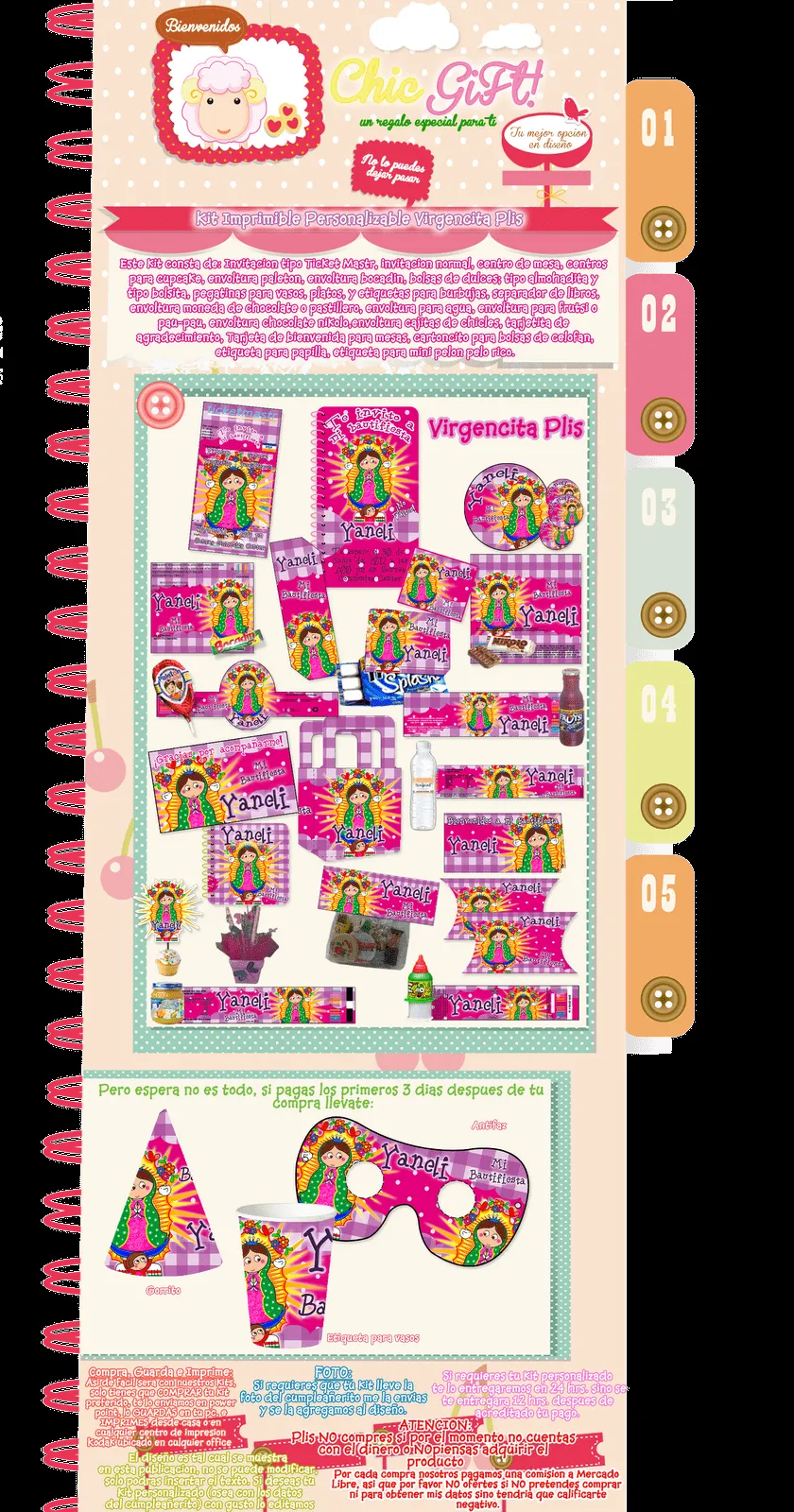 Kit Personalizable Imprimible Virgencita Plis, Bautizo, Baby ... Kit Personalizable Imprimible Virgencita Plis, Bautizo, Baby ...
