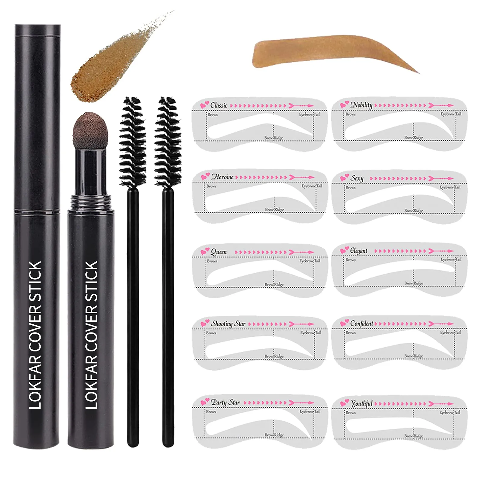 Kit de plantillas de sellos para cejas, resistente al agua, kit de modelado de cejas, sello Kit de plantillas de sellos para cejas, resistente al agua, kit de modelado de cejas, sello