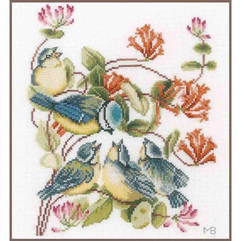 Kit de punto de cruz Lanarte contado Pajaros Carboneros PN-0170949 Kit de punto de cruz Lanarte contado Pajaros Carboneros PN-0170949