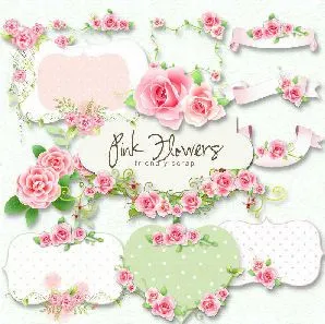 Kits vintages de rosas flores etiquetas para diseño en PNG Kits vintages de rosas flores etiquetas para diseño en PNG