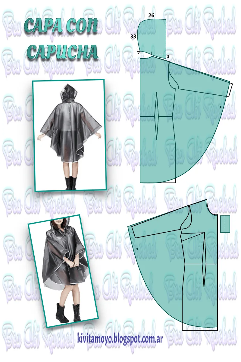 KiVita MoYo: CAPA CON CAPUCHA | Capa con capucha, Patrones de costura, Patrones de vestido de costura