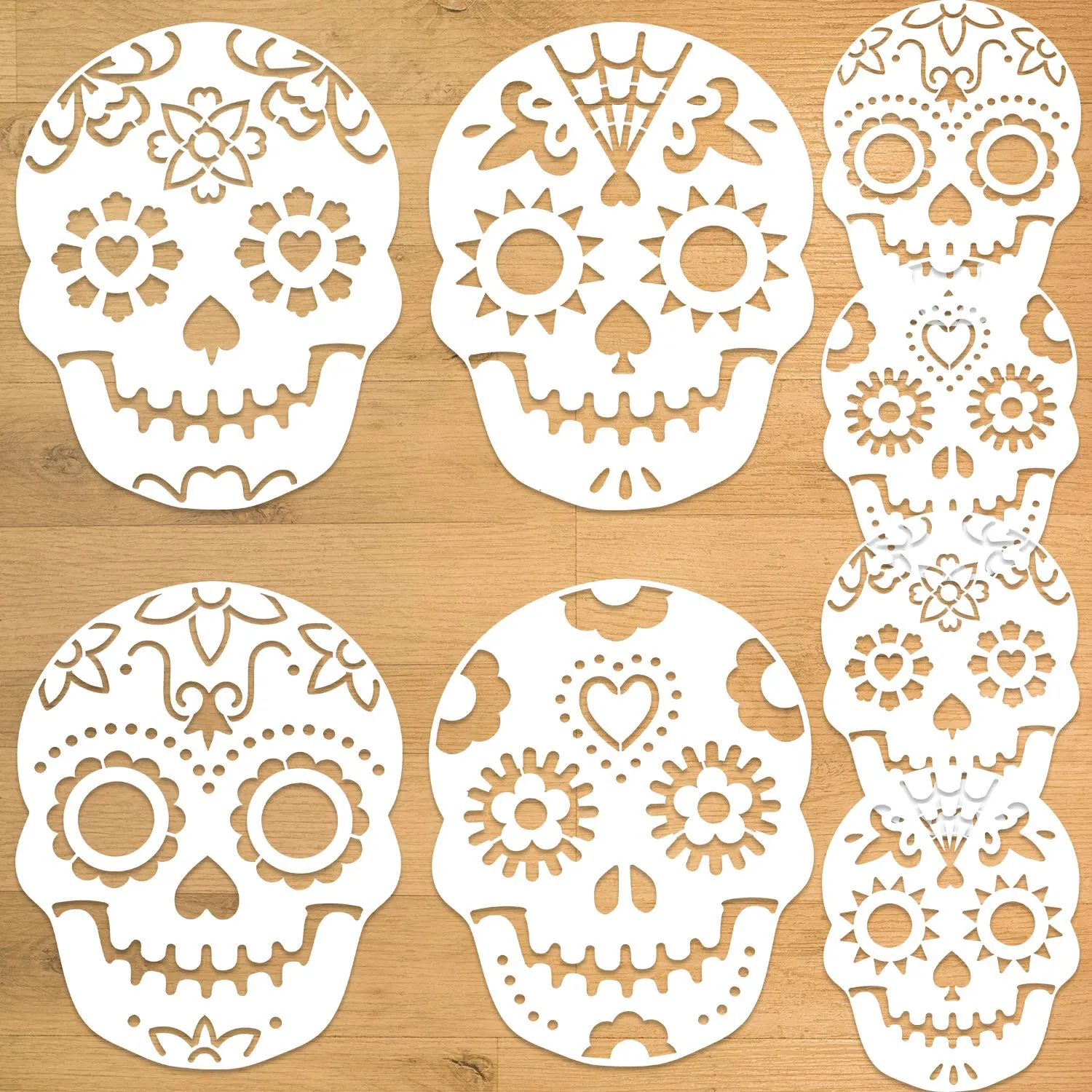 Konsait Paquete de 8 plantillas para tartas del Día de los Muertos, plantillas para tartas de Konsait Paquete de 8 plantillas para tartas del Día de los Muertos, plantillas para tartas de