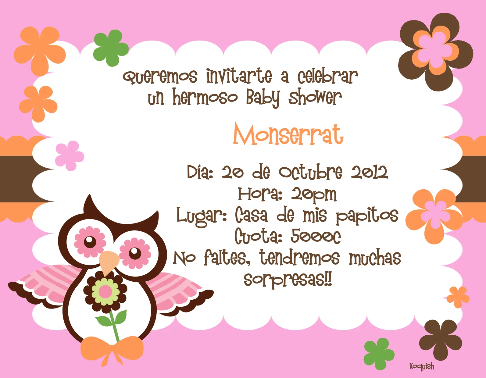 Koquish: Invitaciones Digitales para Baby Shower