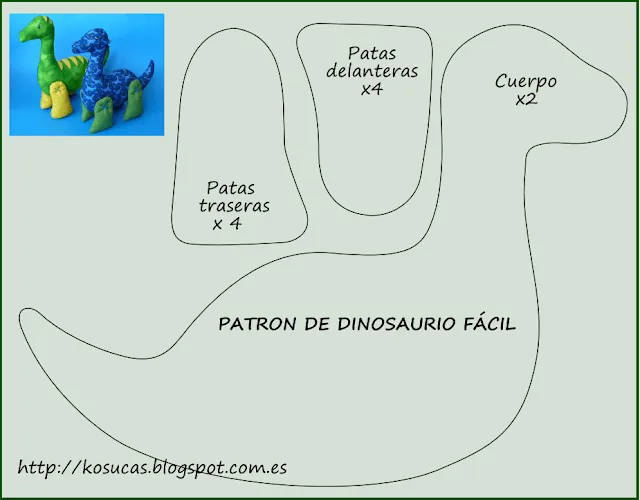 Kosucas : Patrón de dinosaurio fácil.