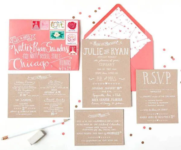 Kraft Y Coral Invitaciones De Boda De Julie Ryan #2049182 - Weddbook Kraft Y Coral Invitaciones De Boda De Julie Ryan #2049182 - Weddbook