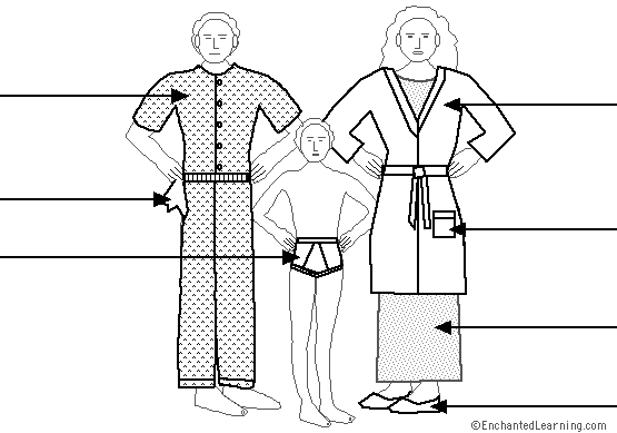 Label the Clothes in English Printout #4 - EnchantedLearning.com