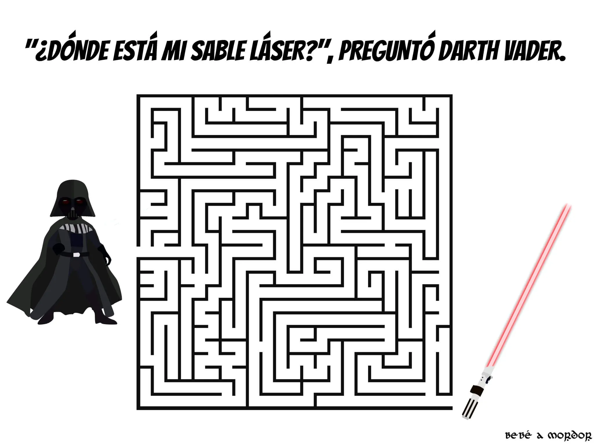 Laberintos frikis imprimibles para niños y mayores - Bebé a Mordor Laberintos frikis imprimibles para niños y mayores - Bebé a Mordor