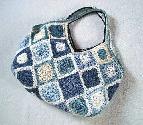 Mis labores en Crochet: Bolsa de Hilaza en Cuadros