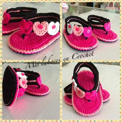 Mis labores en Crochet: Sandalias a crochet para bebes