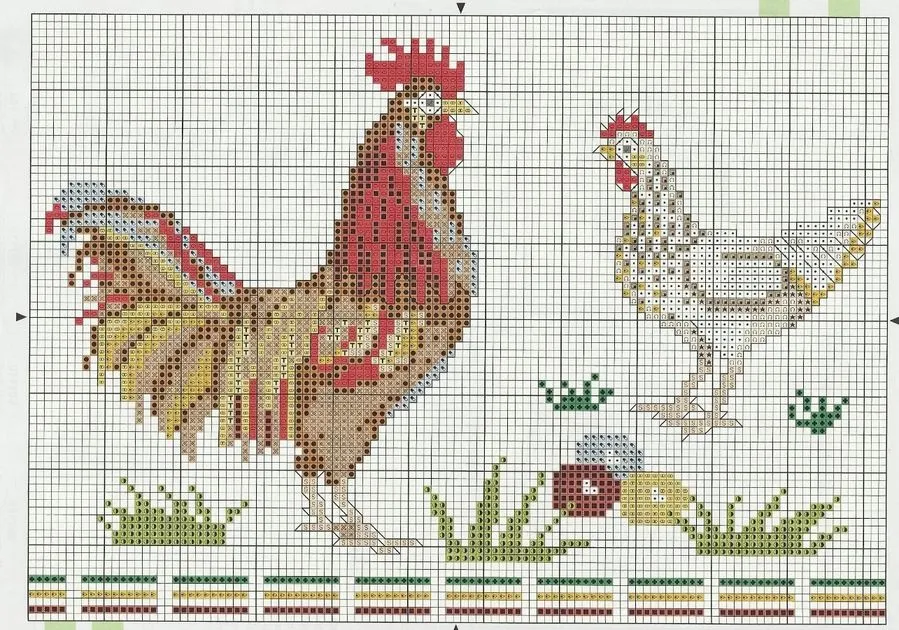 LABORES PUNTO DE CRUZ: Punto de cruz, pollos, gallos y gallinas LABORES PUNTO DE CRUZ: Punto de cruz, pollos, gallos y gallinas
