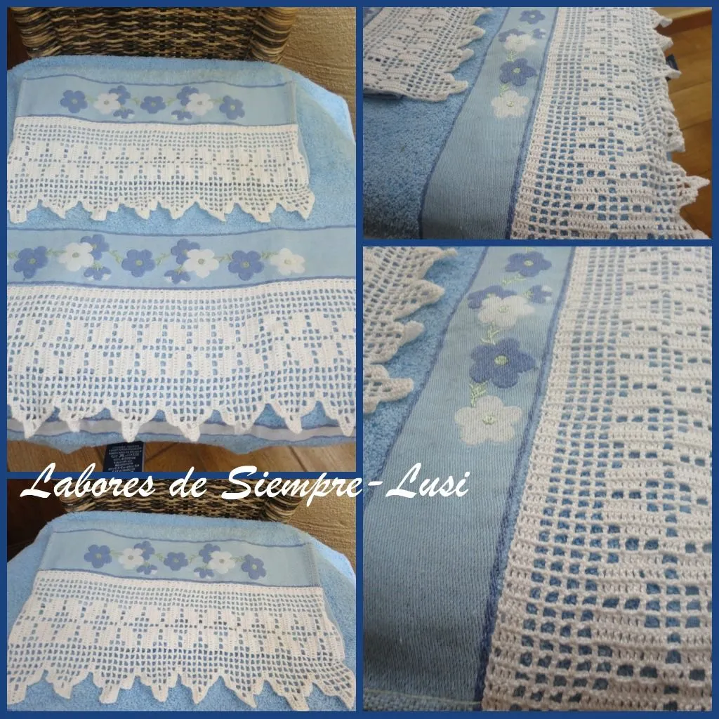 Labores de siempre: Puntillas para toallas celestes Labores de siempre: Puntillas para toallas celestes