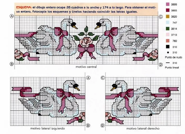 Cisnes a punto de cruz | laboresdeesther Punto de cruz gratis