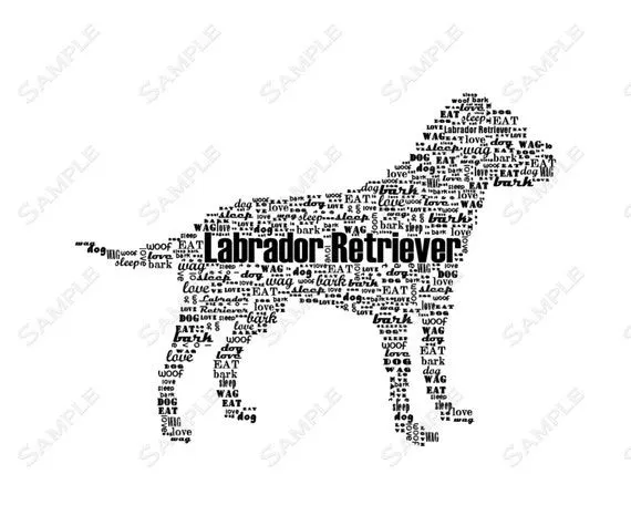 Labrador Retriever palabra arte Caligrama perro por PetGifts Labrador Retriever palabra arte Caligrama perro por PetGifts