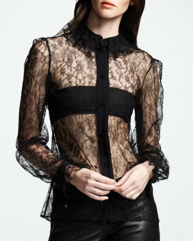 laço transparente vestir sexy chiffon tops e blusas - portuguese.