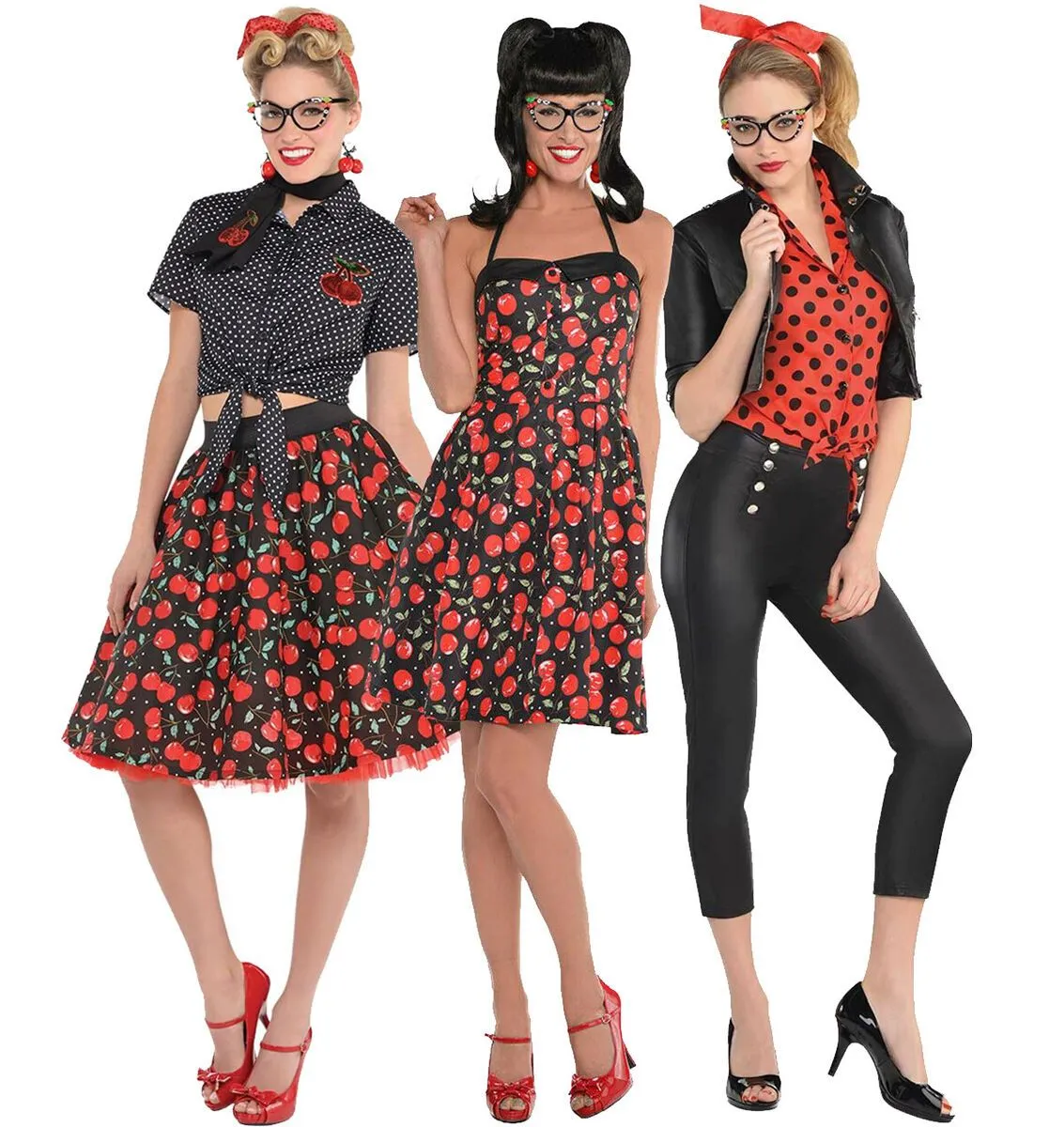 LADIES 1950S FANCY DRESS COSTUME ROCK N ROLL WOMENS OUTFIT 50S 60S FILM  MOVIE | eBay