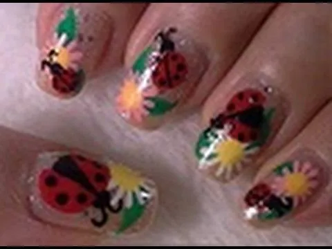 Lady Bug Nail Art Tutorial / Arte para las unas de Catalinas - YouTube