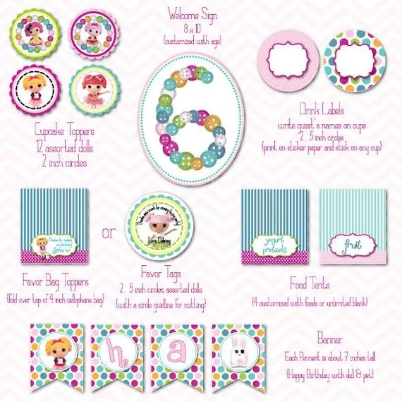 lalaloopsy printable party package by BethKruseCC on Etsy