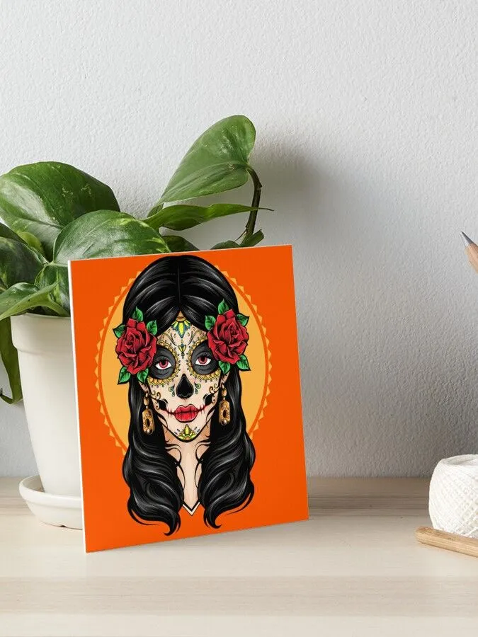 Lámina rígida for Sale con la obra «Calavera de azucar mujer la catrina  Mexico - Dibujo ilustracion» de NerimaxCreative | Redbubble