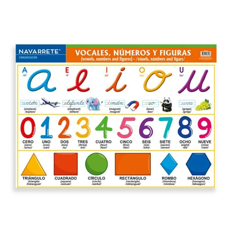 Lamina de vocales , numeros , y figuras navarrete 09030057 - Panita |  Tienda Online