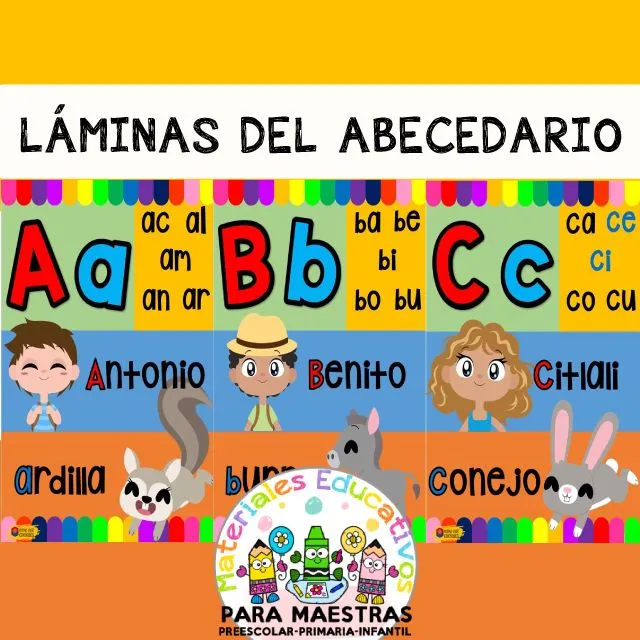 Láminas del Abecedario | Materiales Educativos para Maestras Láminas del Abecedario | Materiales Educativos para Maestras