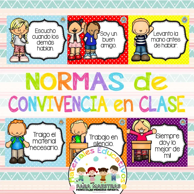 Láminas Decorativas de Normas de Convivencia en Clase | Materiales Educativos para Maestras Láminas Decorativas de Normas de Convivencia en Clase | Materiales Educativos para Maestras