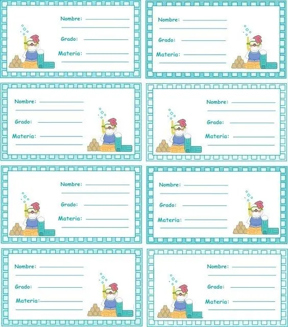 Laminas decoupage: etiquetas escolares