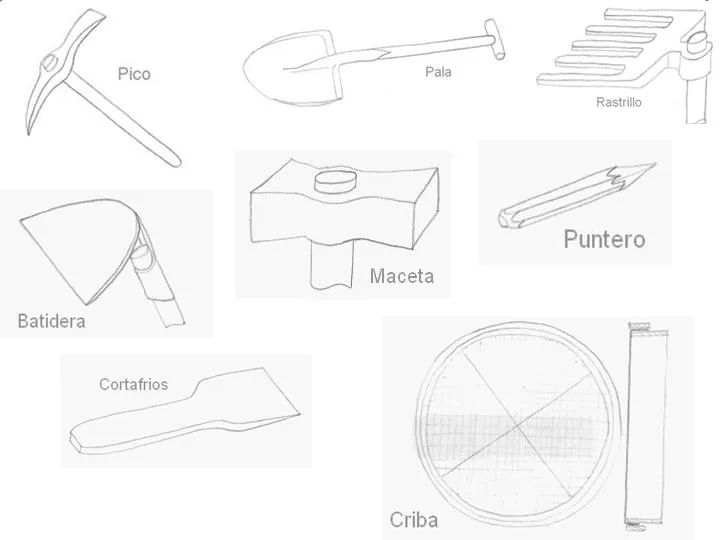 Láminas dibujos herramientas albañil