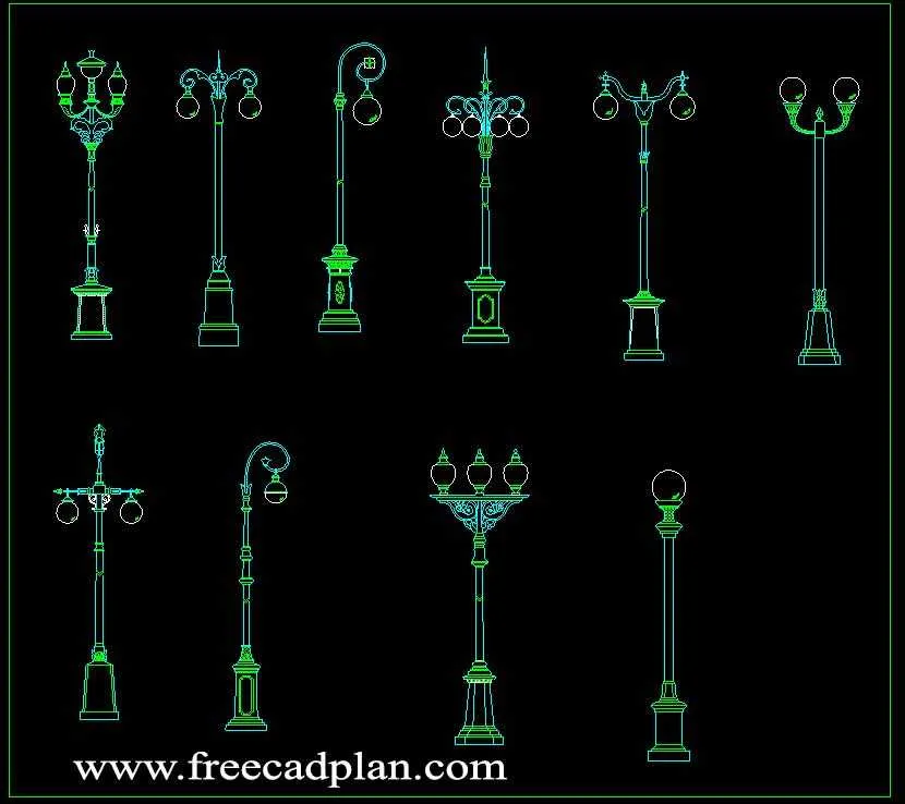 Lámpara de calle dwg CAD descarga gratuita - free cad plan Lámpara de calle dwg CAD descarga gratuita - free cad plan