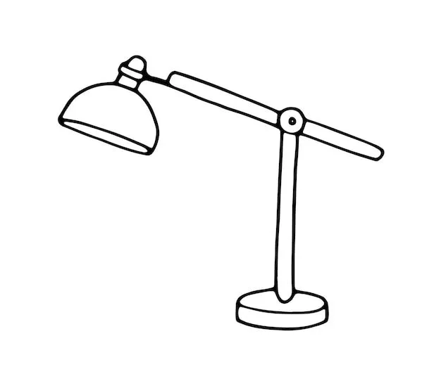 Lámpara de mesa para iluminar la habitación y el lugar de trabajo para colorear dibujos animados lineales | Vector Premium Lámpara de mesa para iluminar la habitación y el lugar de trabajo para colorear dibujos animados lineales | Vector Premium