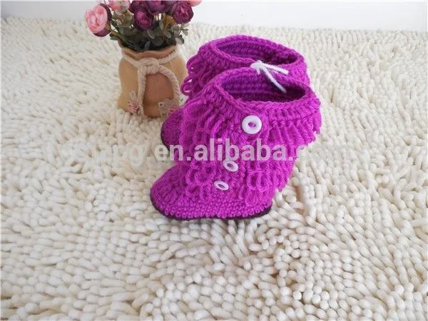 de lana suave lindo bebé recién nacido zapatos de crochet tejer ...