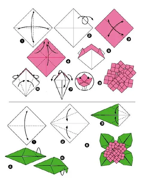 Langkah-langkah Membuat Origami Bunga dan Daun | Klub Origami ...
