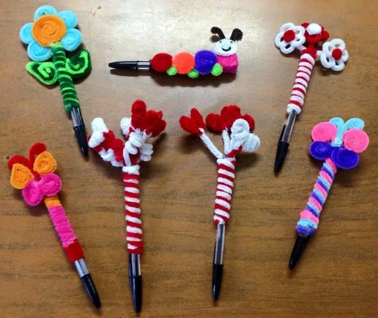 lapiceros decorados con limpiapipas flores gusano corazones ... lapiceros decorados con limpiapipas flores gusano corazones ...