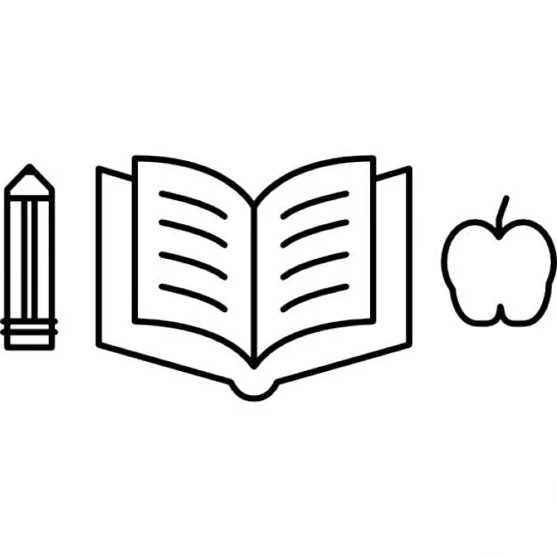 Lápiz con un libro abierto y la silueta de la manzana | Descargar ... Lápiz con un libro abierto y la silueta de la manzana | Descargar ...