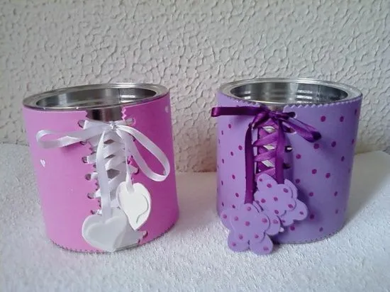 Latas decoradas com EVA e fitas. | manualidades por y para niños ... Latas decoradas com EVA e fitas. | manualidades por y para niños ...