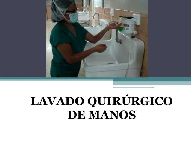 lavado de manos quirurgico, postura de delantal y guantes esteriles