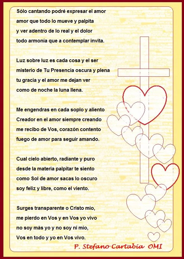 Lazos de Arte y Amistad: POEMA, P. Stéfan Cartabia omi. SOLO CANTANDO