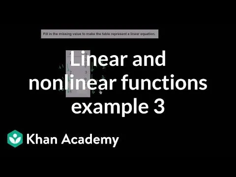 Learn Linear and nonlinear functions (example 3) | Linear and ...